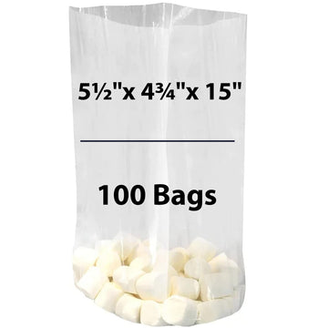 LDPE 5.5"X4.75"X15" 1 Mil Clear Gusseted Poly Bags 100 Bags